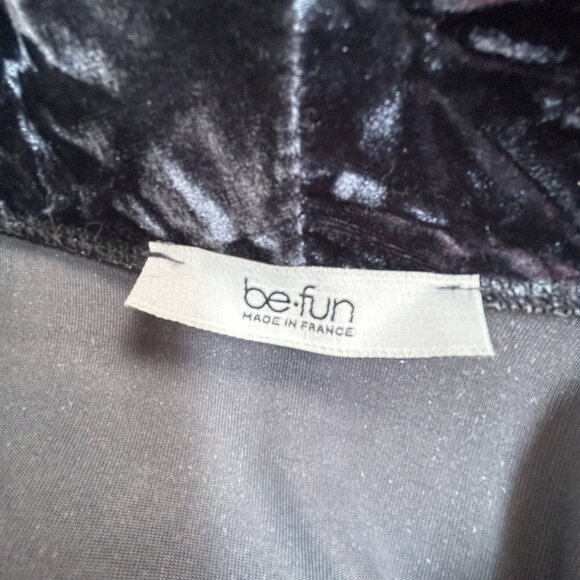 Be Fun Women's Open Front Velvet Blazer Jacket Collared Long Sleeve Black France - Picture 3 of 7